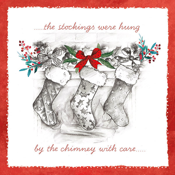 'Christmas Stockings' Pack of 10 Cards