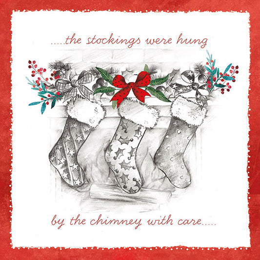 'Christmas Stockings' Pack of 10 Cards