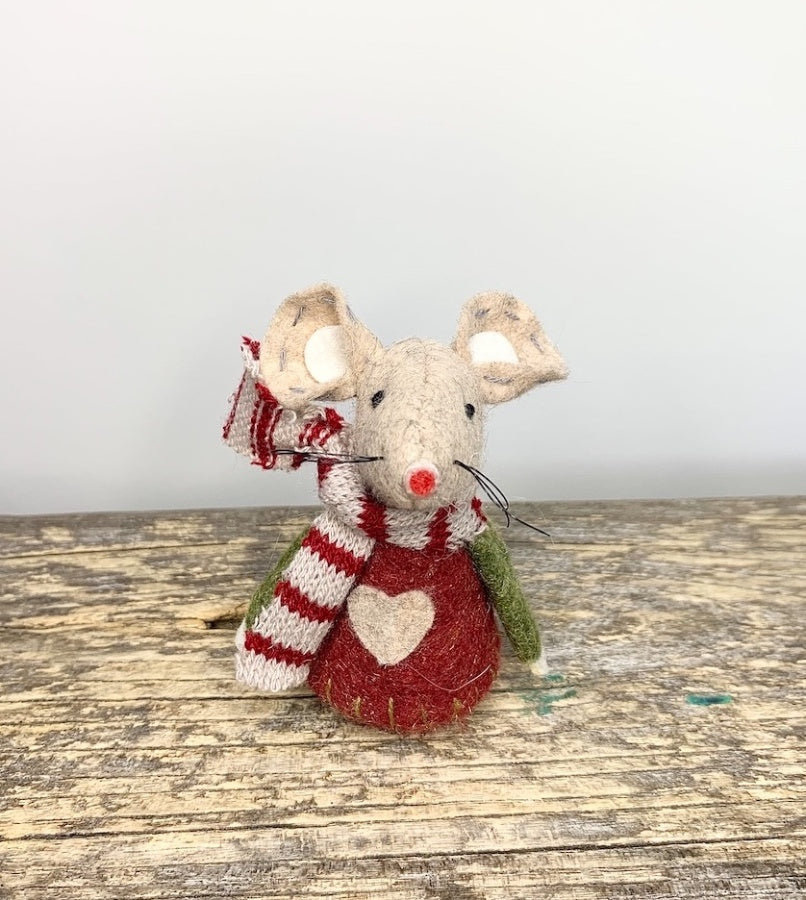 Fabric Mouse With Red Felt Jumper – Alexander Devine Charity Shop