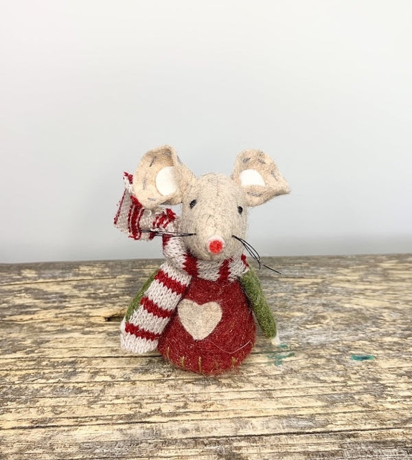 Fabric Mouse With Red Felt Jumper – Alexander Devine Charity Shop