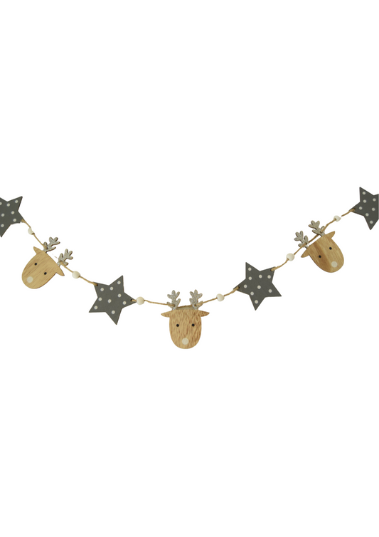 Wooden Reindeer Garland